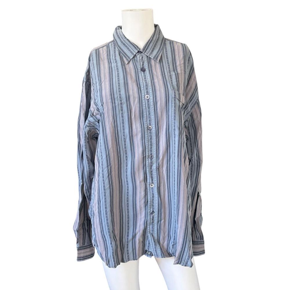 Tommy Bahama Silk Long Sleeve Shirt Button Up Blue Stripes Mens Size Large L